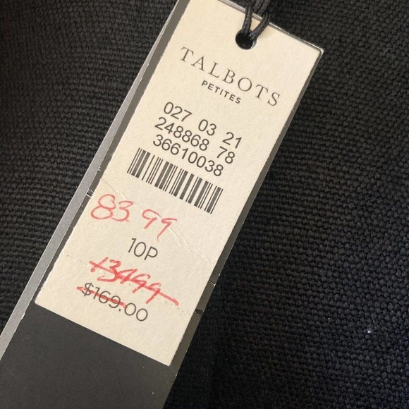 Talbots Blazer‎ Womens 10P Linen Black Collarless 4 Button Front Lightweight - Picture 7 of 9